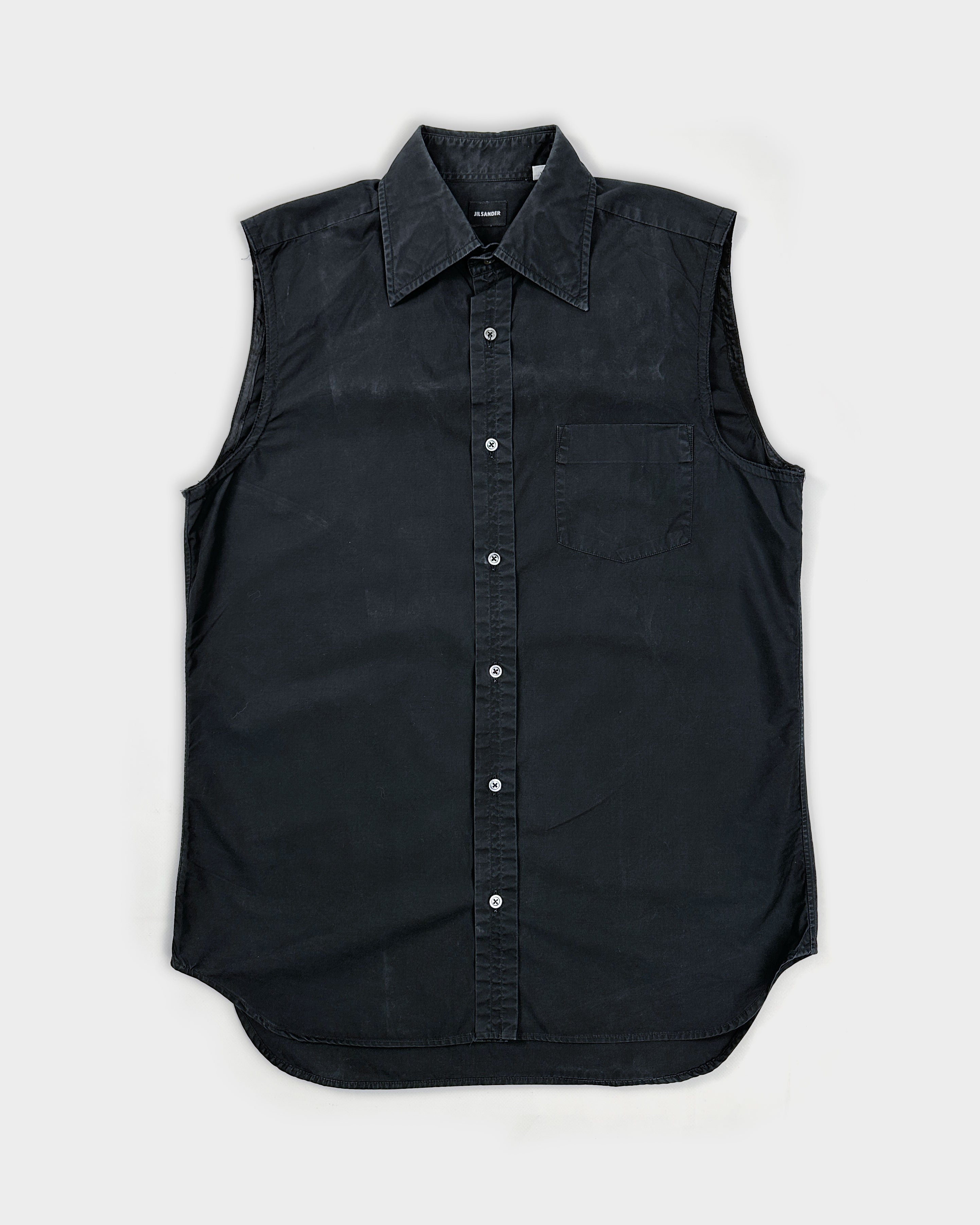 Image of Jil Sander Sleeveless Black Shirt 2000's