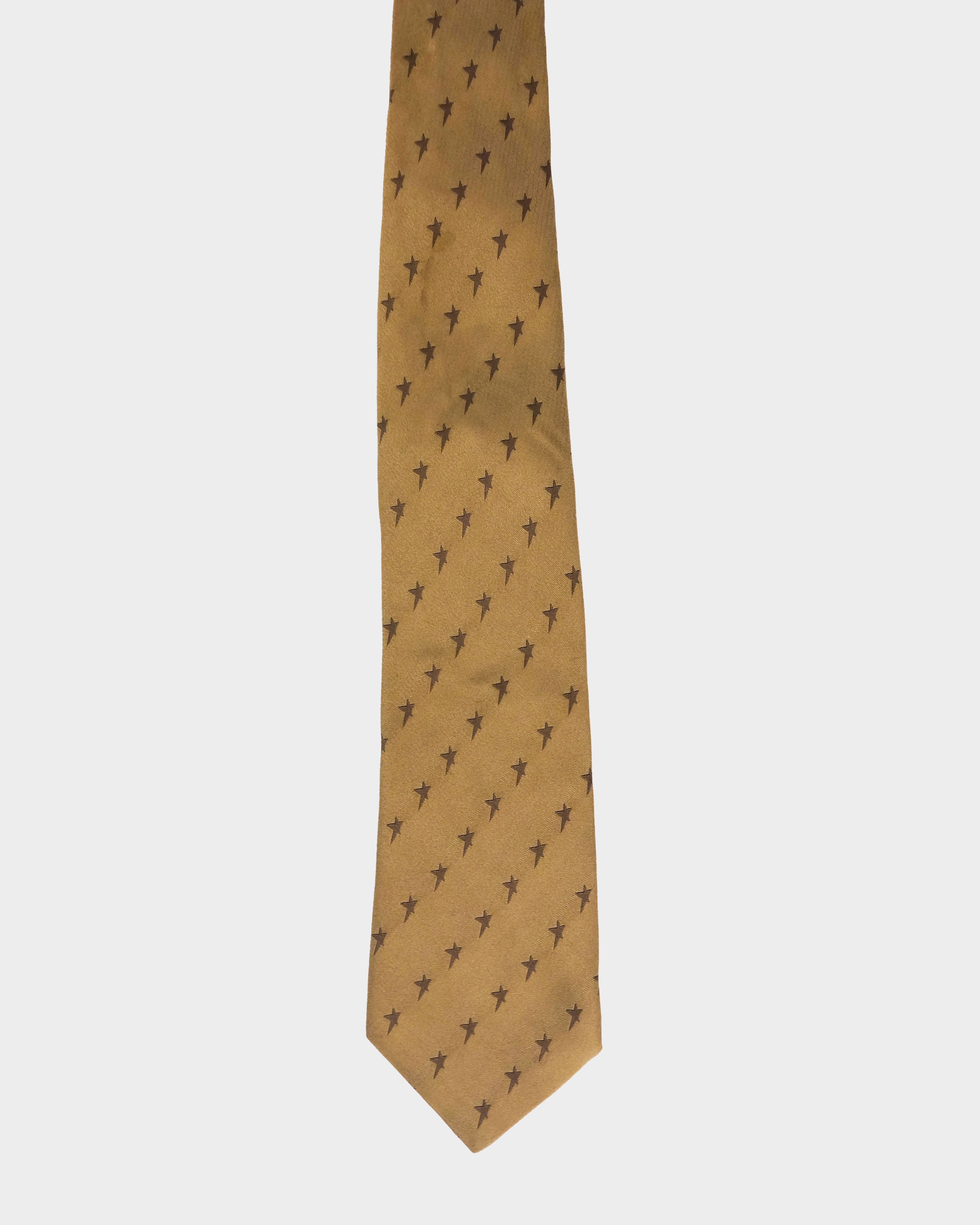 Image of Mugler Beige Logo Silk Tie 2000's