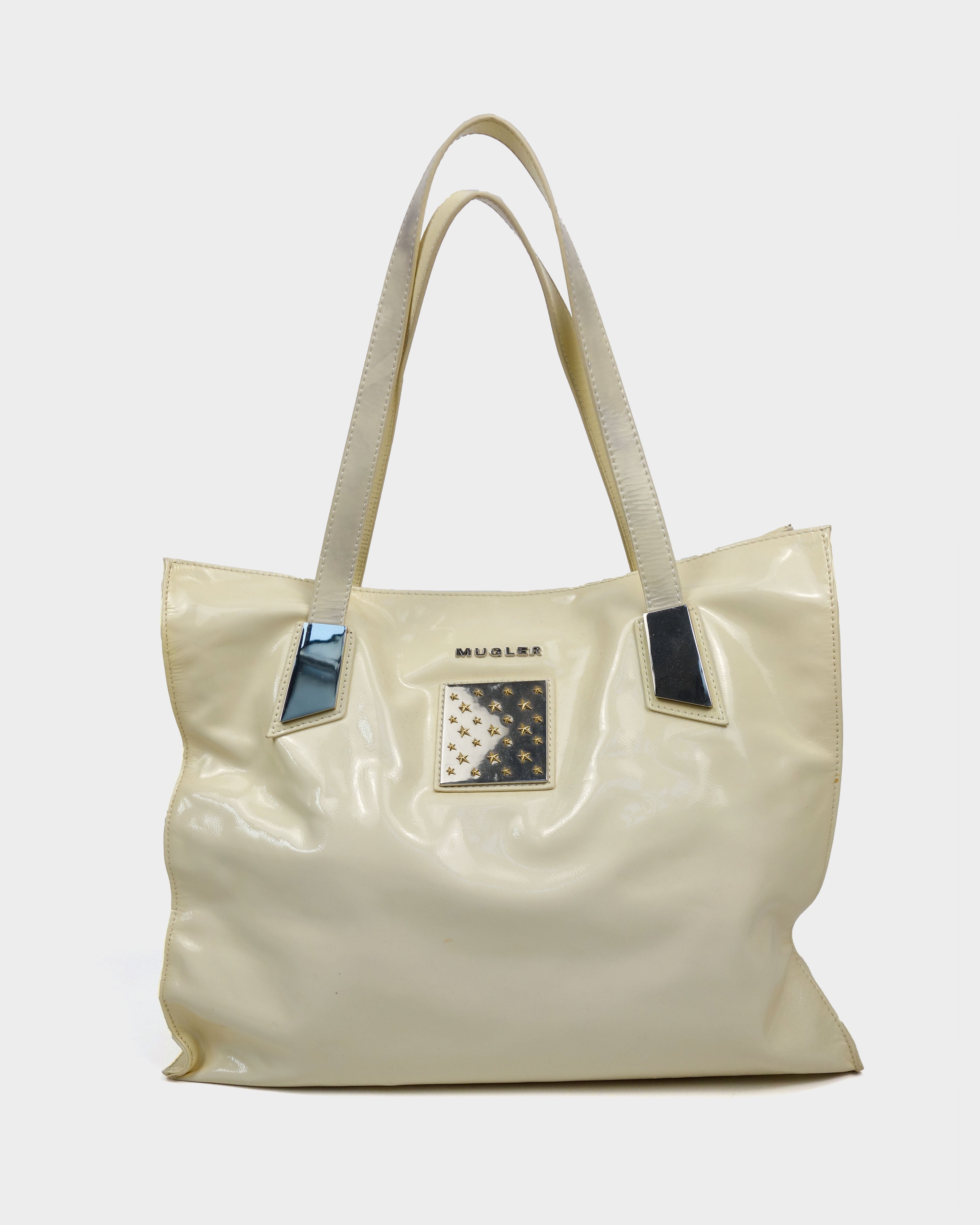 image of Mugler Cream White Patent Hand Bag 2000's