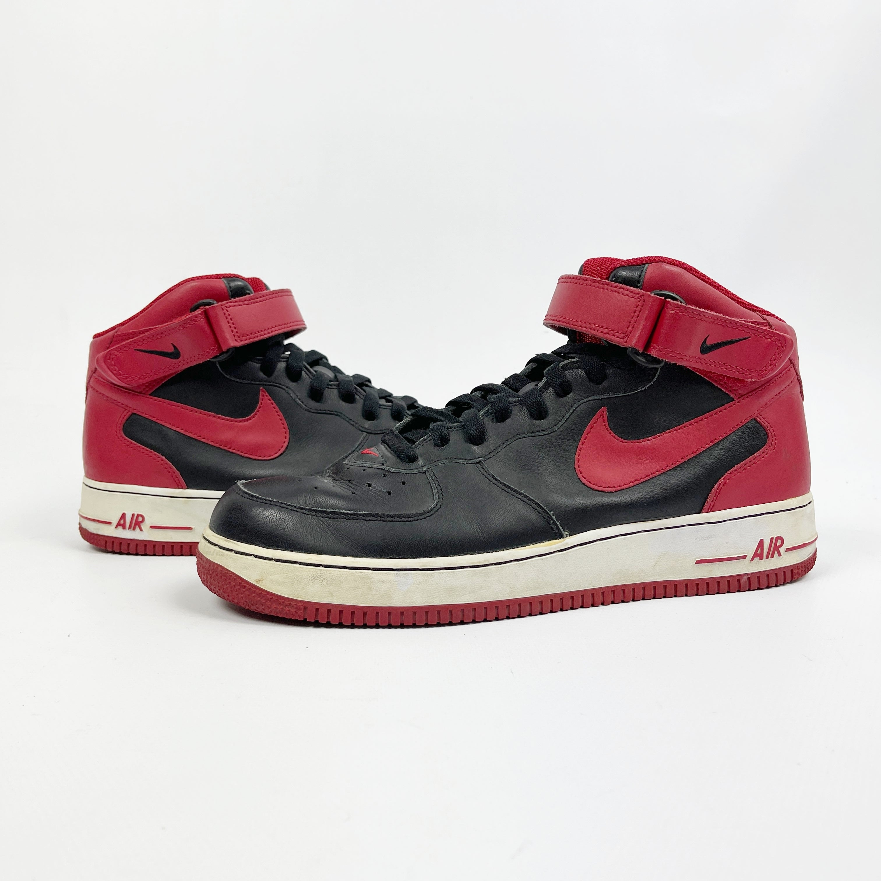 nike air force 1 black and red mid