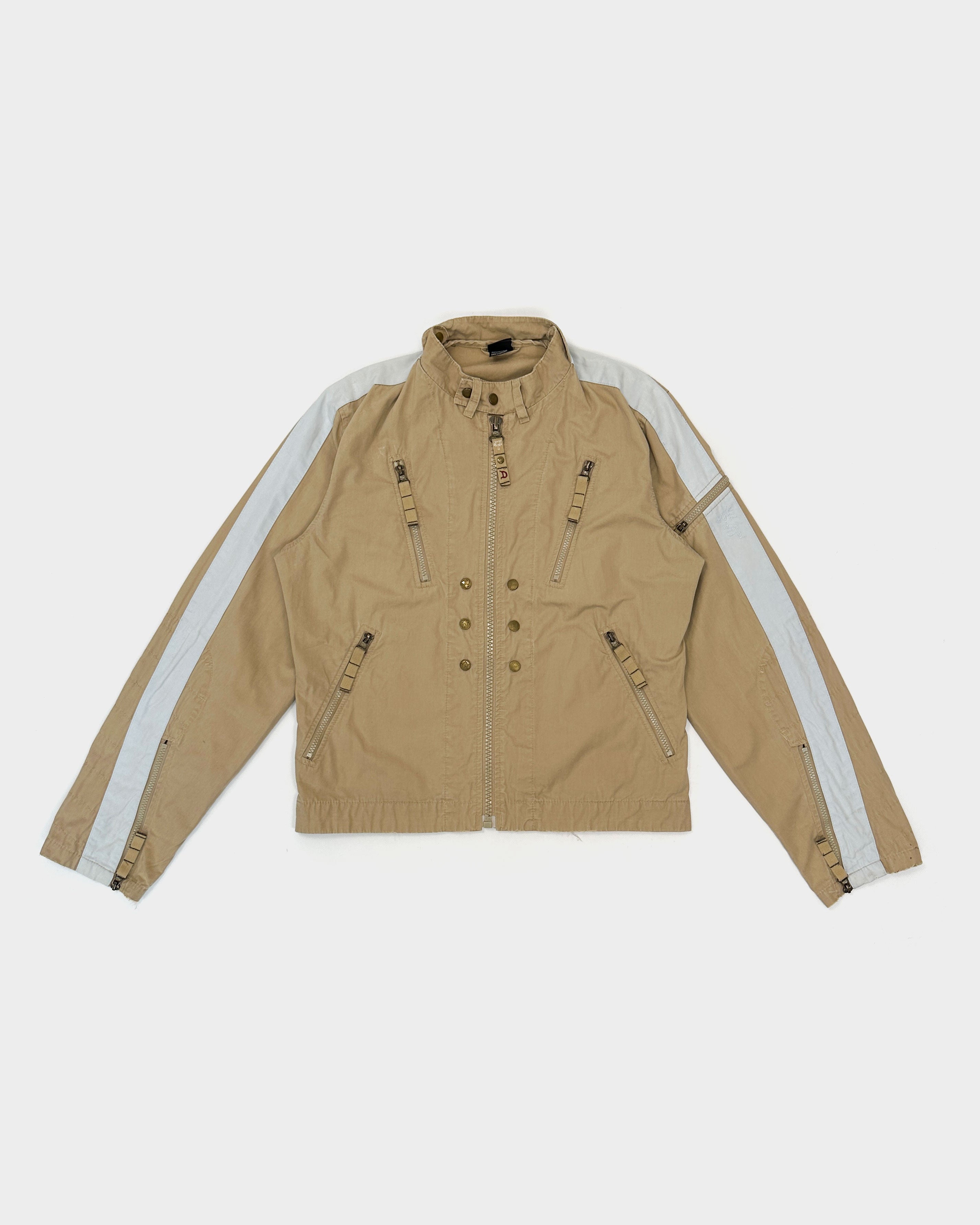 Diesel Distressed Multi-Zip Beige Jacket 2000's