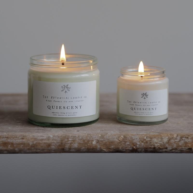 large and small quiescent soy candles