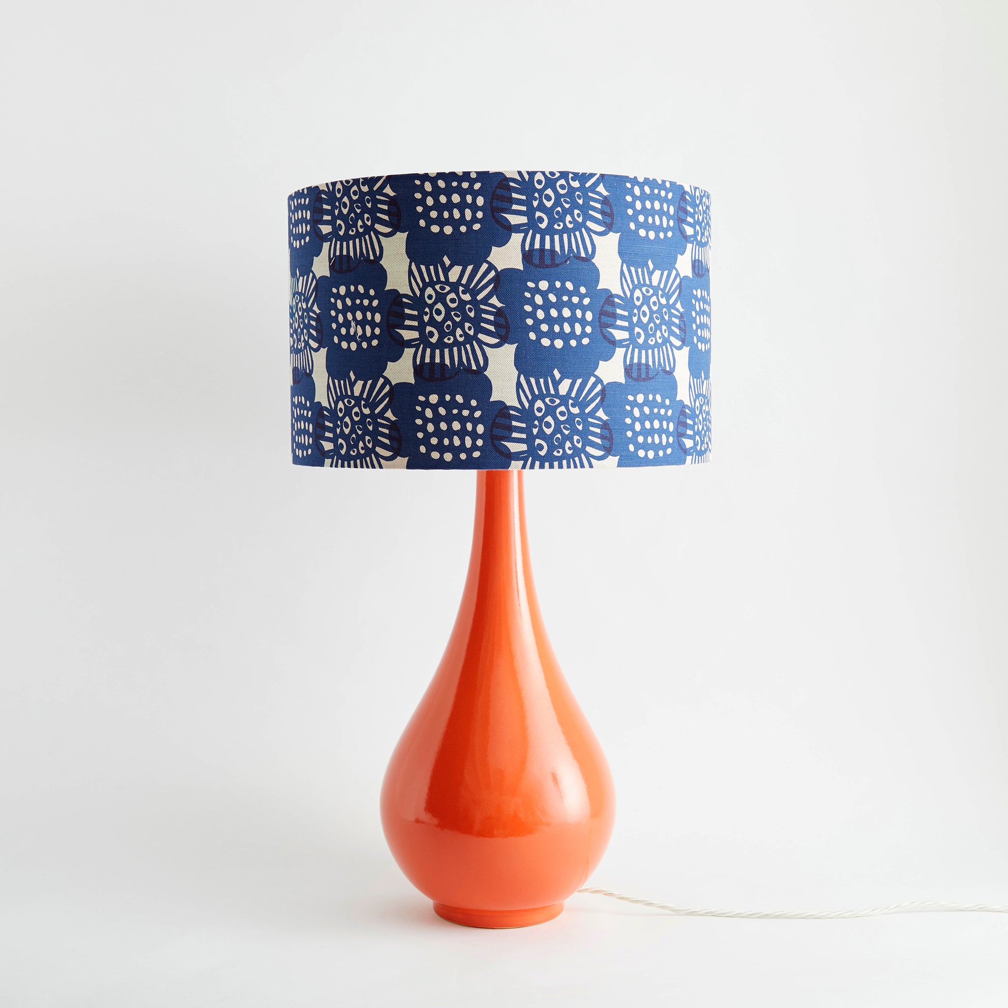 bloom blue lampshade orange lamp base