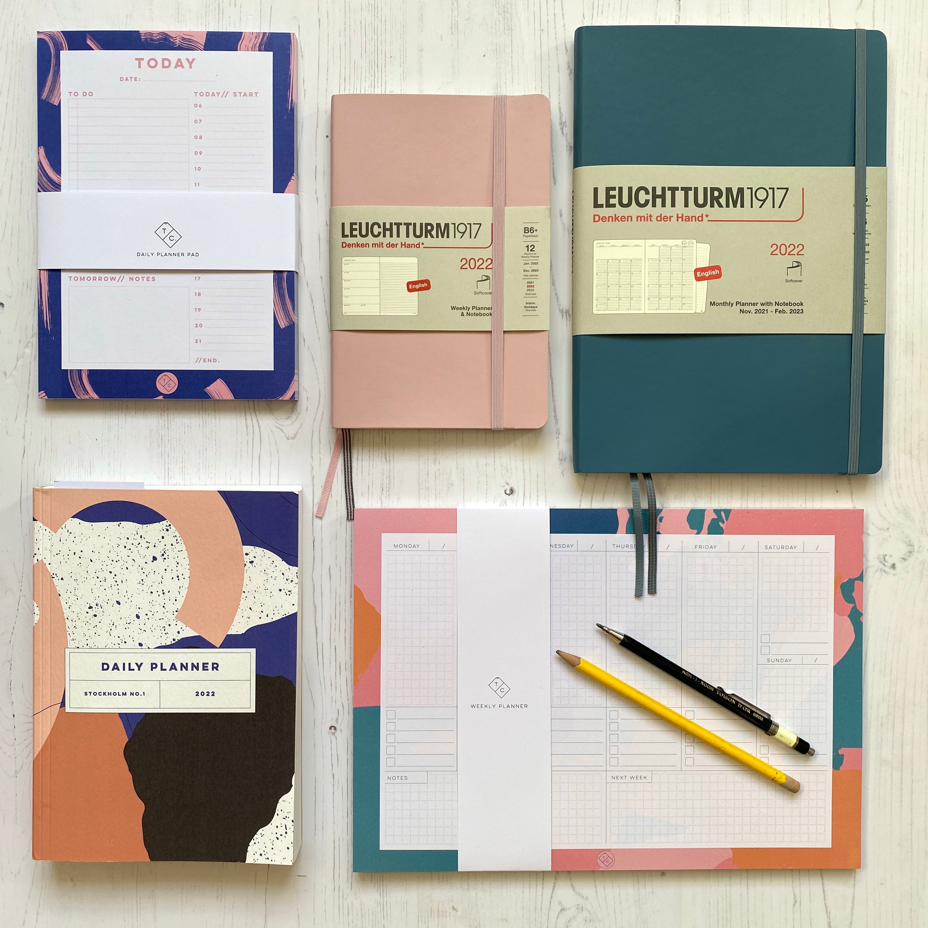 selection of diaries and planners