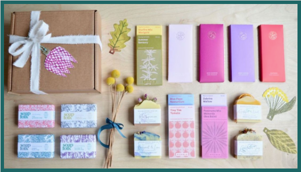 flat lay of mother's day gift boxes