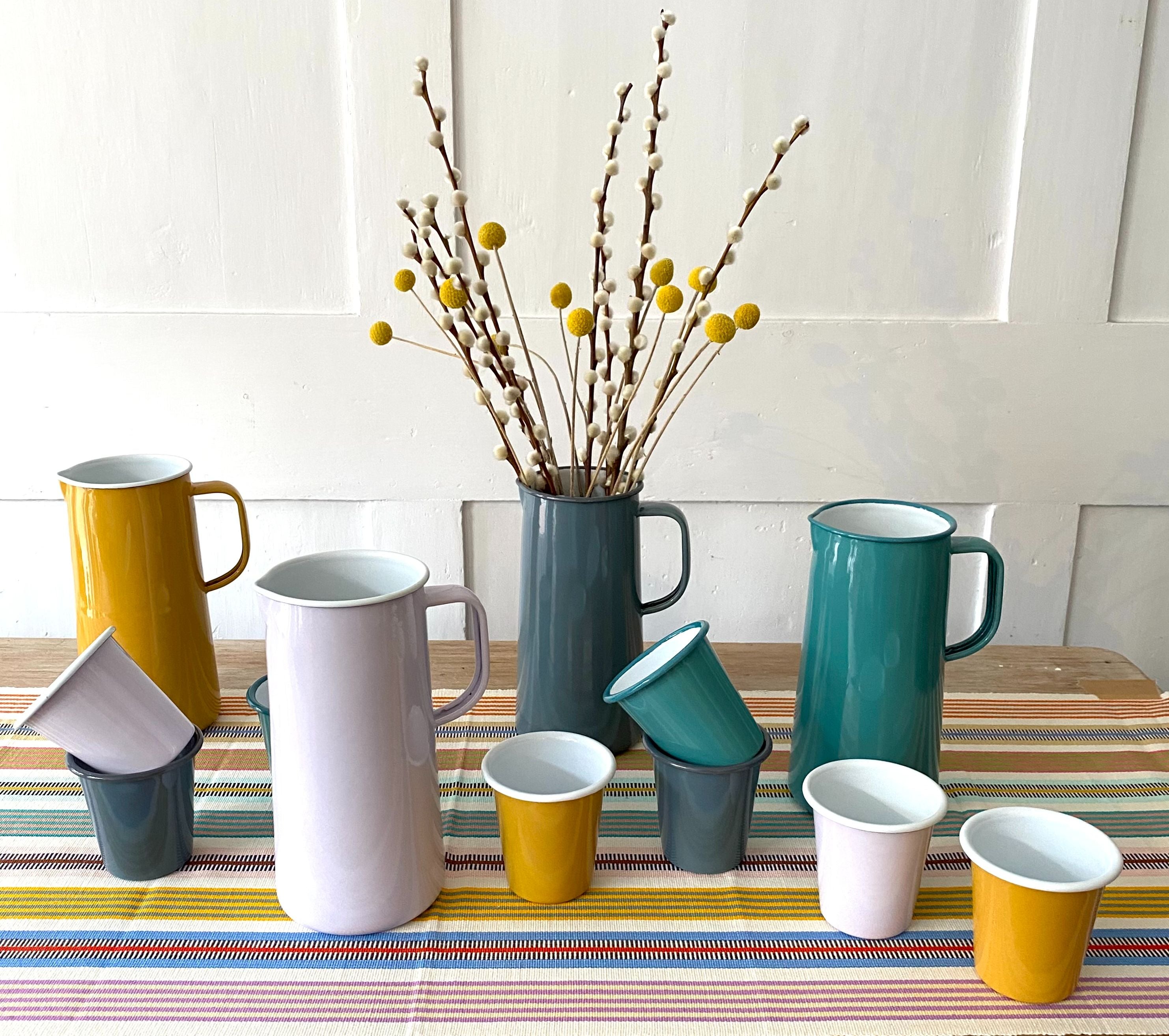 selection of colourful enamelware