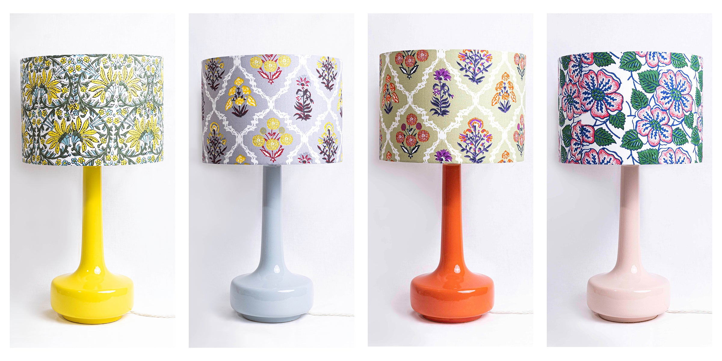 block print fabric lampshades