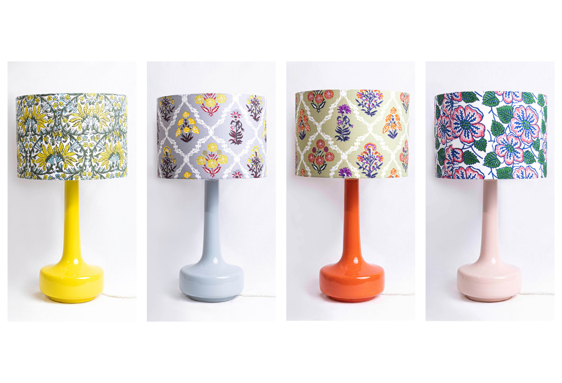 fabric lampshades and ceramic lamp bases