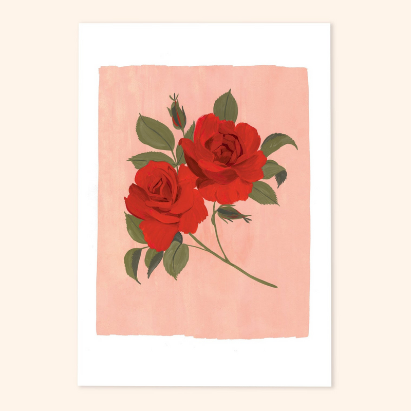 'Red Rose' A3 Art Print – Winter's Moon