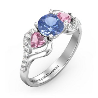 Hearts United Gemstone Promise Ring with Accents