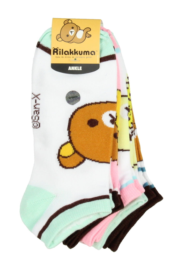 San-x Rilakkuma Bears Adult Character Ankle No-Show Socks 5 PK– Seven ...