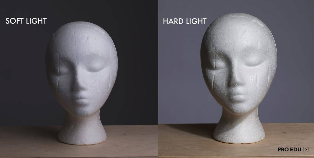 What is soft light versus hard light example in photography lighting