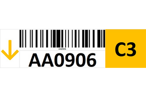 Magnetic rack barcode with guiding arrow - left side and check digit - right side