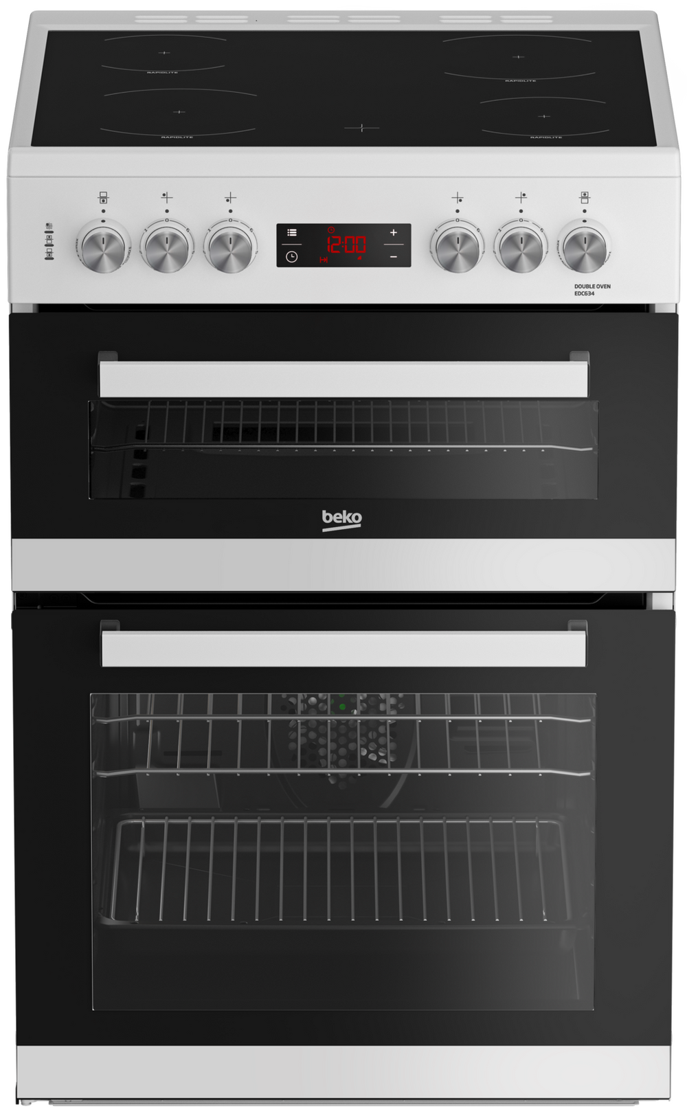 60cm double oven electric cooker ceramic hob white