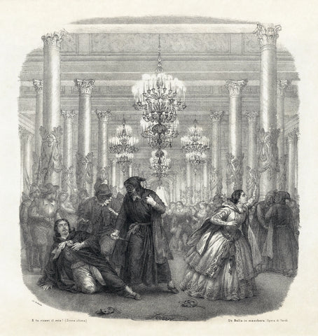 オペラ「仮面舞踏会」の最終シーン、1860