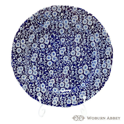 美品 ヴィンテージ イギリス製 食器 バーレイ ブルーキャリコ 大皿(2) リムプレート ディナー 青 花柄 アンティーク おしゃれ