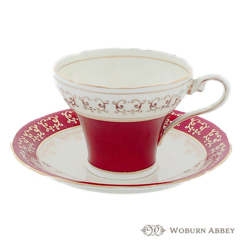 アンティーク イギリス製 食器 エインズレイ ティーカップ＆ソーサー(2) レッド 赤 コーヒー おしゃれ