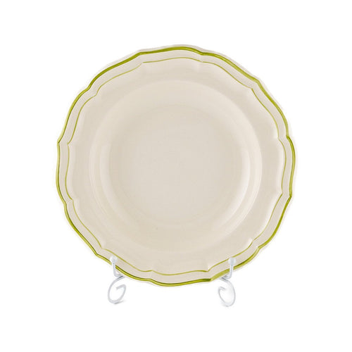 ジアン フィレ ヴェール スープ皿 リムプレート 黄緑 グリーン パスタ皿 深皿 大皿 食器 陶器 22.5cm