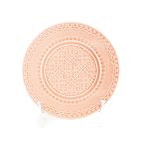 ボルダロピニェイロ ルアノヴァ 中皿 リム 22cm ピンク アンティーク風 大 デザートプレート ケーキ 食器