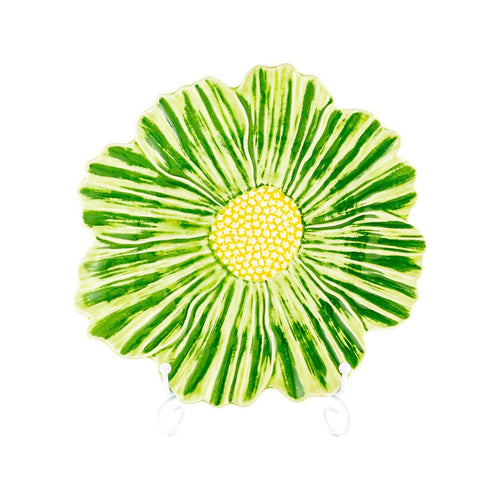 ボルダロピニェイロ マリアフラワー コスモス 中皿 23cm 緑 グリーン 大 デザートプレート ケーキ 食器 花型 花形
