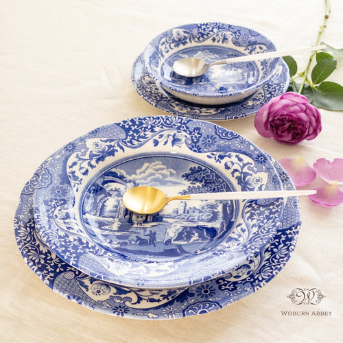 スポード ブルーイタリアン スープ皿 リムプレート 青 パスタ皿 深皿 大皿 食器 陶器 23cm