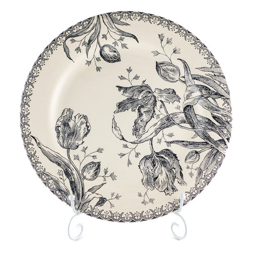 正規輸入品 ジアン チューリップ 大皿 27.3cm 白黒 リムプレート 食器 花柄 アンティーク風 ボックス入