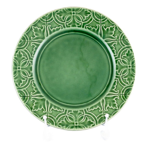 ボルダロピニェイロ ルアノヴァ 大皿 28cm フォレストグリーン 緑 アンティーク風 リム ディナー ワンプレート 食器