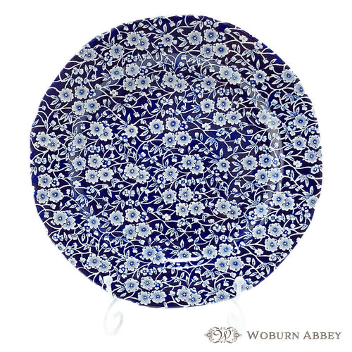 美品 ヴィンテージ イギリス製 食器 バーレイ ブルーキャリコ 大皿(3) リムプレート ディナー 青 花柄 アンティーク おしゃれ