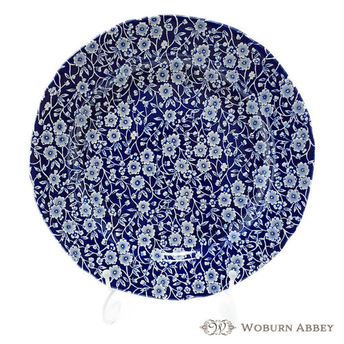 美品 ヴィンテージ イギリス製 食器 バーレイ ブルーキャリコ 大皿(6) リムプレート ディナー 青 花柄 アンティーク おしゃれ