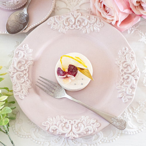 ケーキ皿 リム 取り皿 おしゃれ ピンク アンティーク風 食器 デザート 