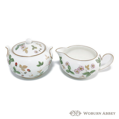 美品 WEDGWOOD ウェッジウッド ワイルドストロベリー シュガーポット＆クリーマー 2点 セット 砂糖 クリーム ミルク 英国 SY5301D