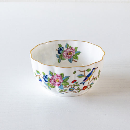 美品 アンティーク イギリス製 エインズレイ ペンブロック ボウル ミニ 小鉢 おしゃれ 陶器 和風 花柄 鳥 花型 花形