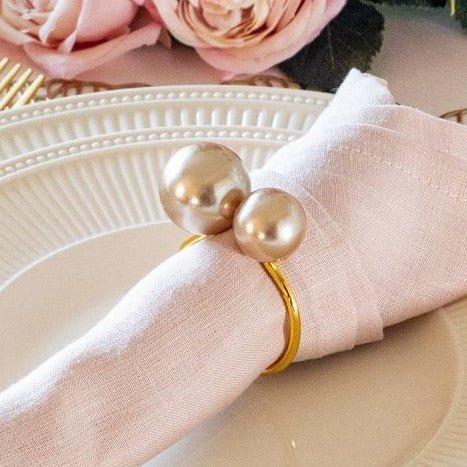 ナプキンリング シャンパンゴールド パール 真珠 おしゃれ パーティー ディナー テーブル コーディネート 金