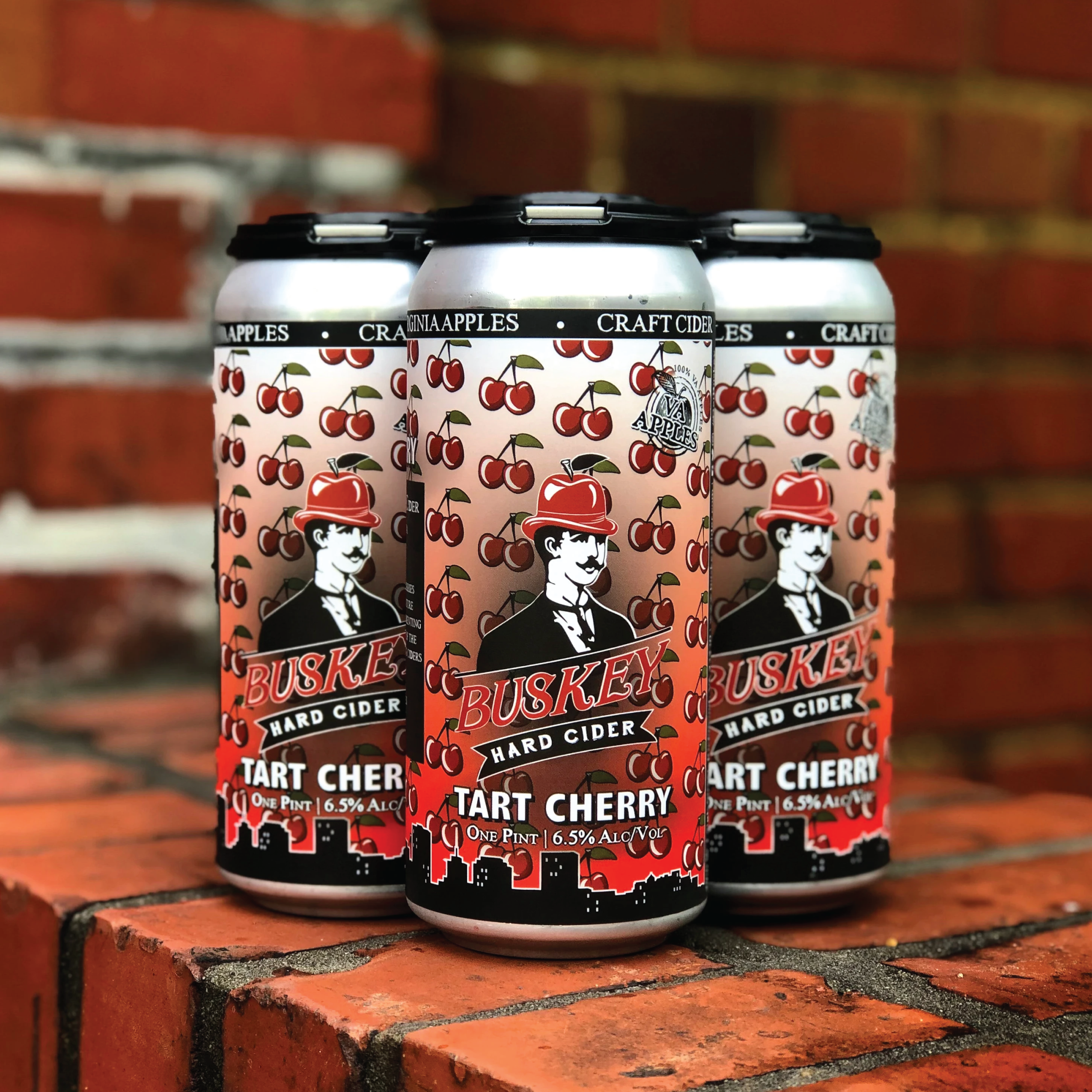 16oz 4-pack of Buskey Tart Cherry Cider cans