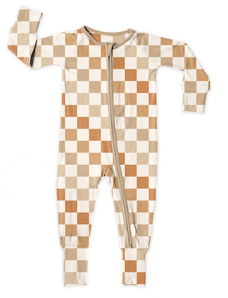 Fall Checkers Zip Up Bamboo Pajamas