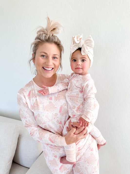 Women's Two Piece Pink Gingerbread Bamboo Jammies