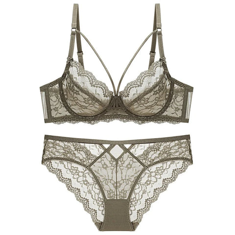 Flirty Floral Lace 3/4 Cup Bra & Panty Set