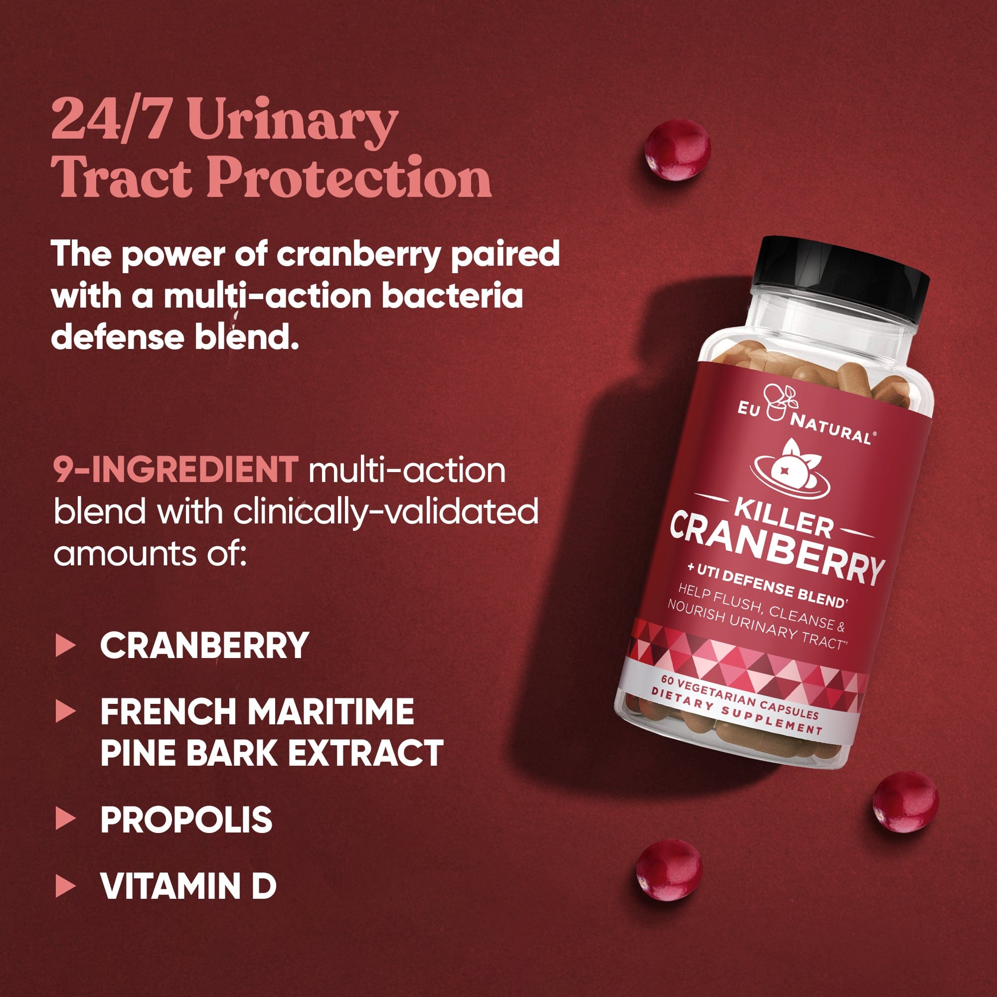 KILLER CRANBERRY Urinary Tract Supplement Eu Natural