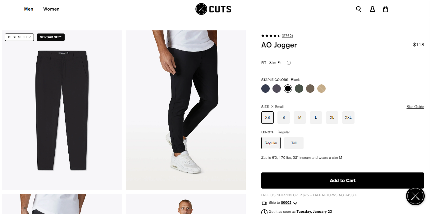 Cuts AO Joggers Review - Product Page