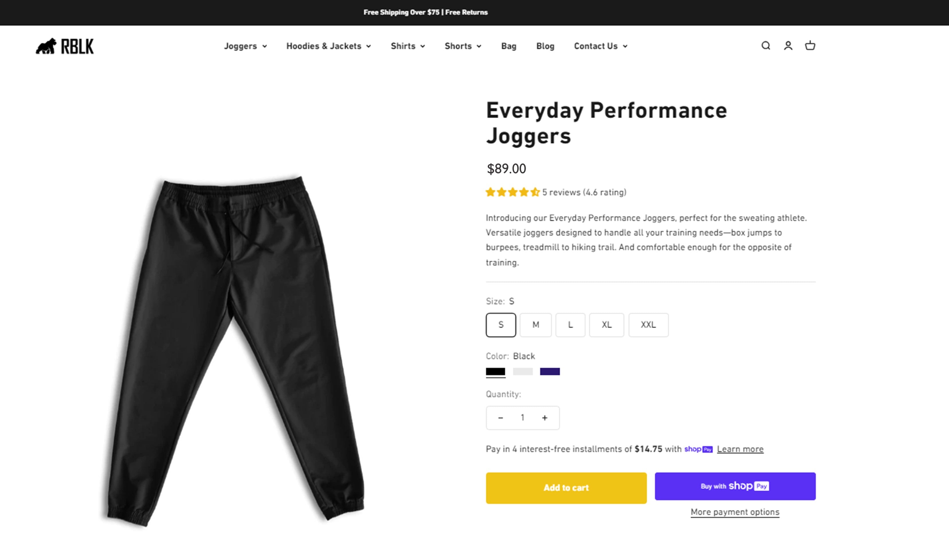 Ruggedblack Performance Joggers Product Page
