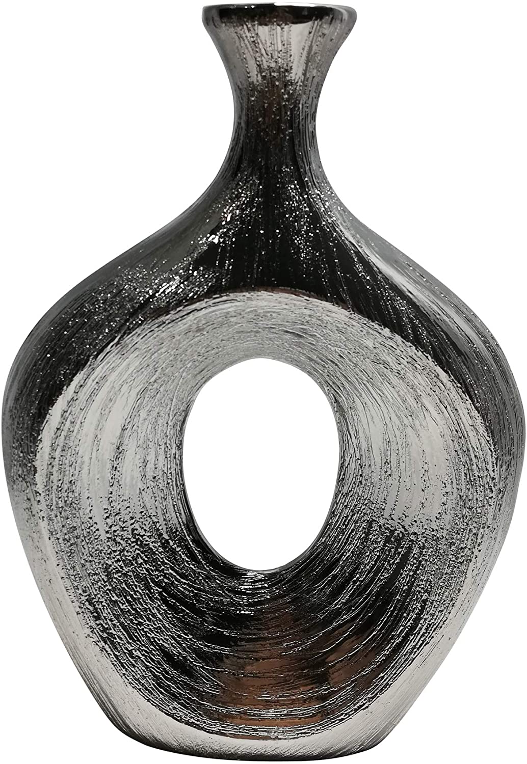 Scratched Metal Oval Vase