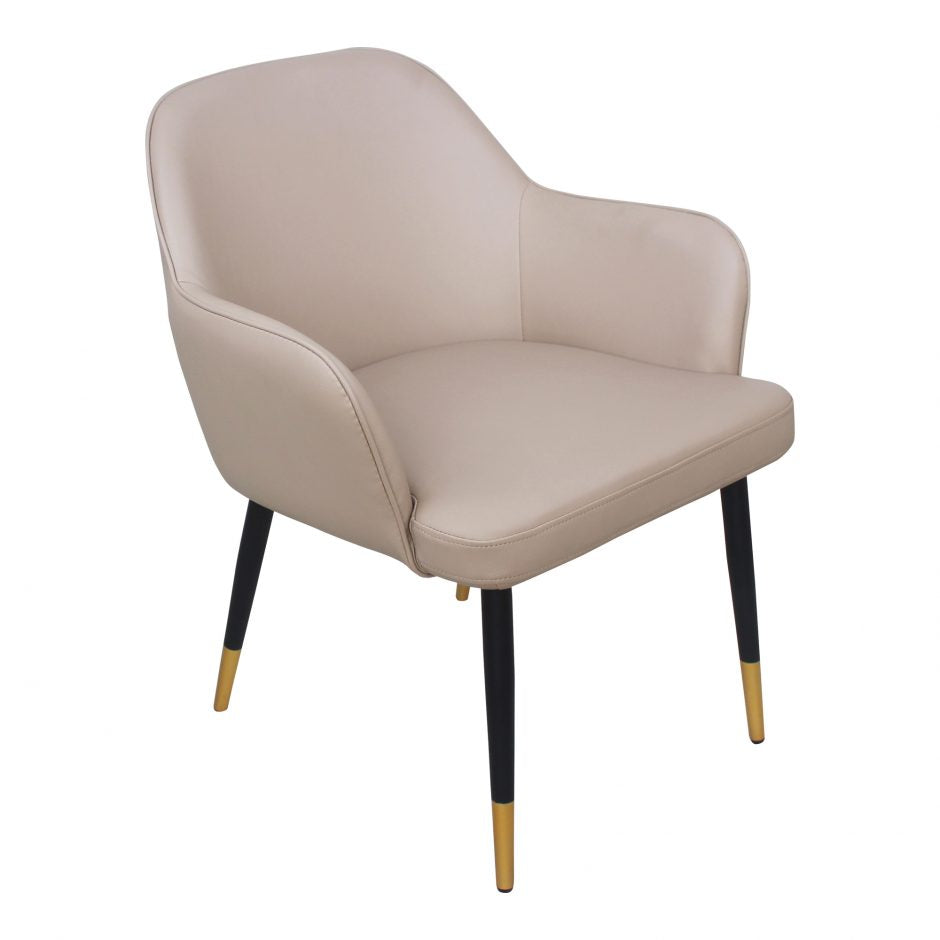 beige leather accent chair