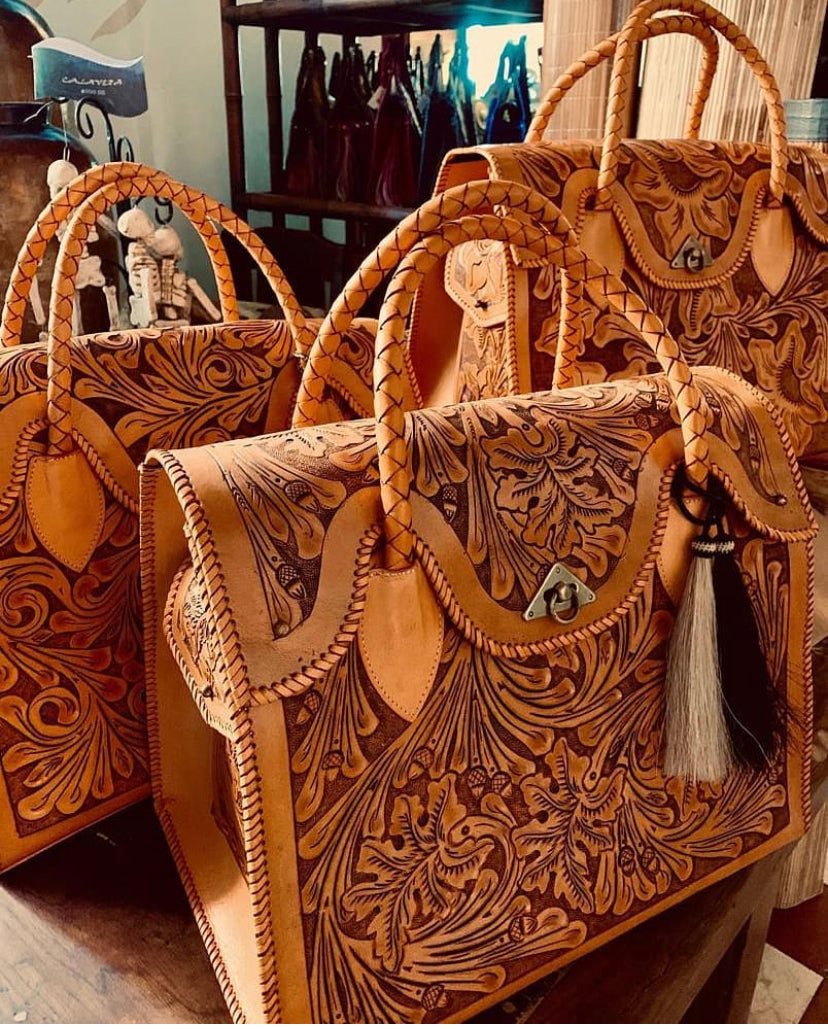 western leather tooled purses