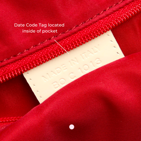 Dior Code Tag location inside of a bag pocket