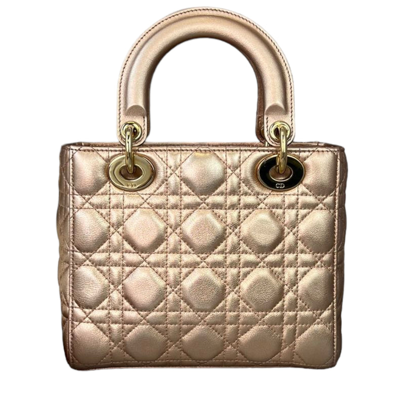 Dior Or Lady Dior Micro Bag Iridescent Metallic GoldTone Cannage Lambskin   DIOR