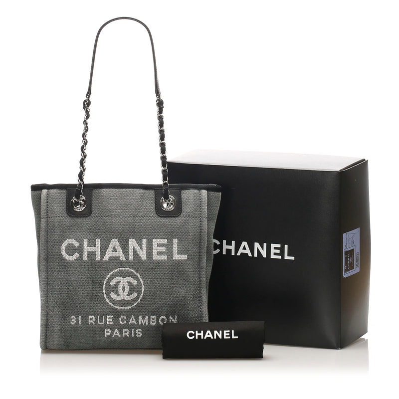 Chanel Deauville Canvas Tote Bag Gray | Bag Religion