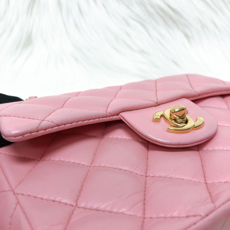 Vintage Mini Square Flap Bag in Pink Quilted Lambskin Leather GHW | Bag ...