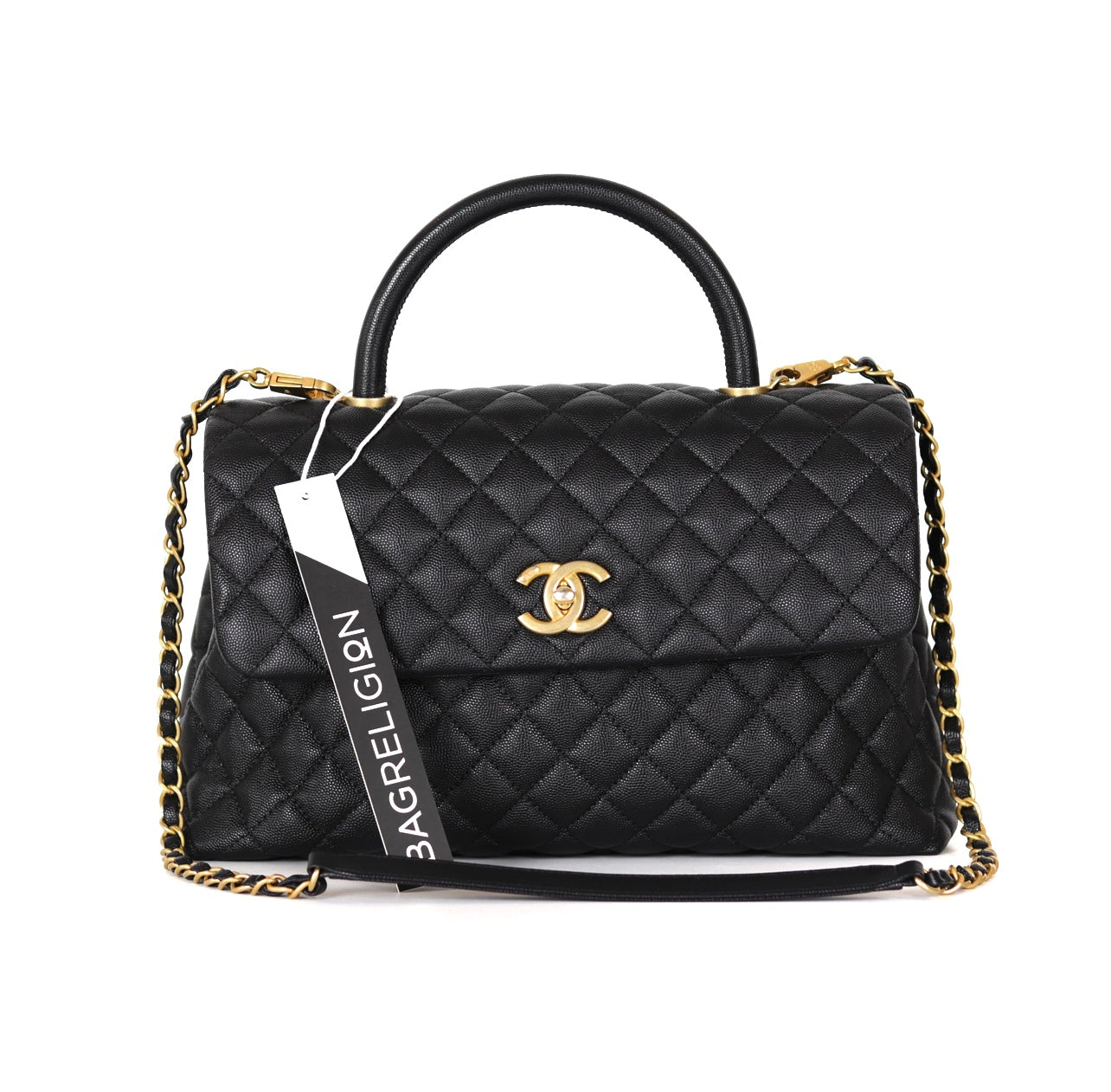 Chanel Mini (Small) Coco Handle Quilted Black Caviar Aged Gold Hardwar –  Coco Approved Studio