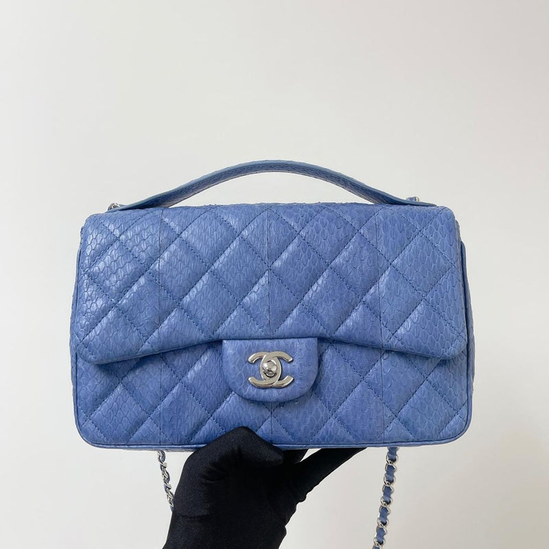 CHANEL Easy Carry Medium Snakeskin Flap Blue – Bag Religion