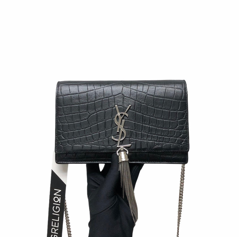 YSL Saint Laurent Croc embossed small Kate bag with tassel at 1stDibs  small  kate tassel in crocodile-embossed leather, ysl kate crocodile bag, kate  small with tassel in embossed crocodile shiny leather